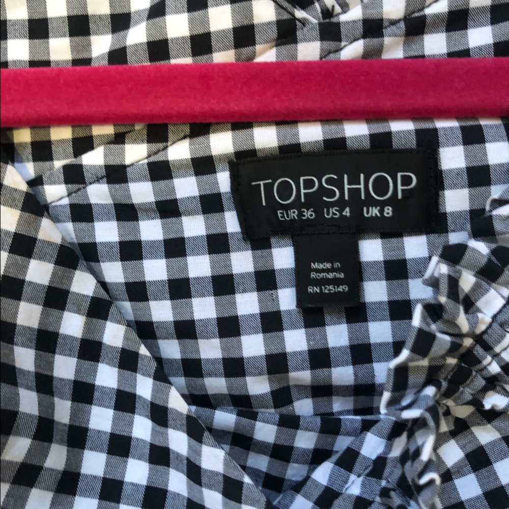 TOPSHOP Gingham Ruffle Asymmetrical Top - Picture 8 of 8
